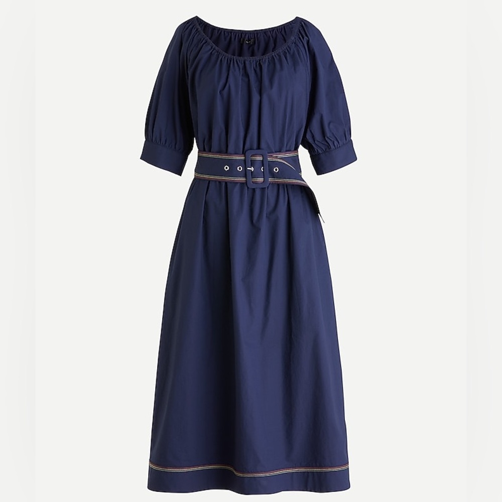 J. Crew Navy Scoopneck Poplin Mini Dress